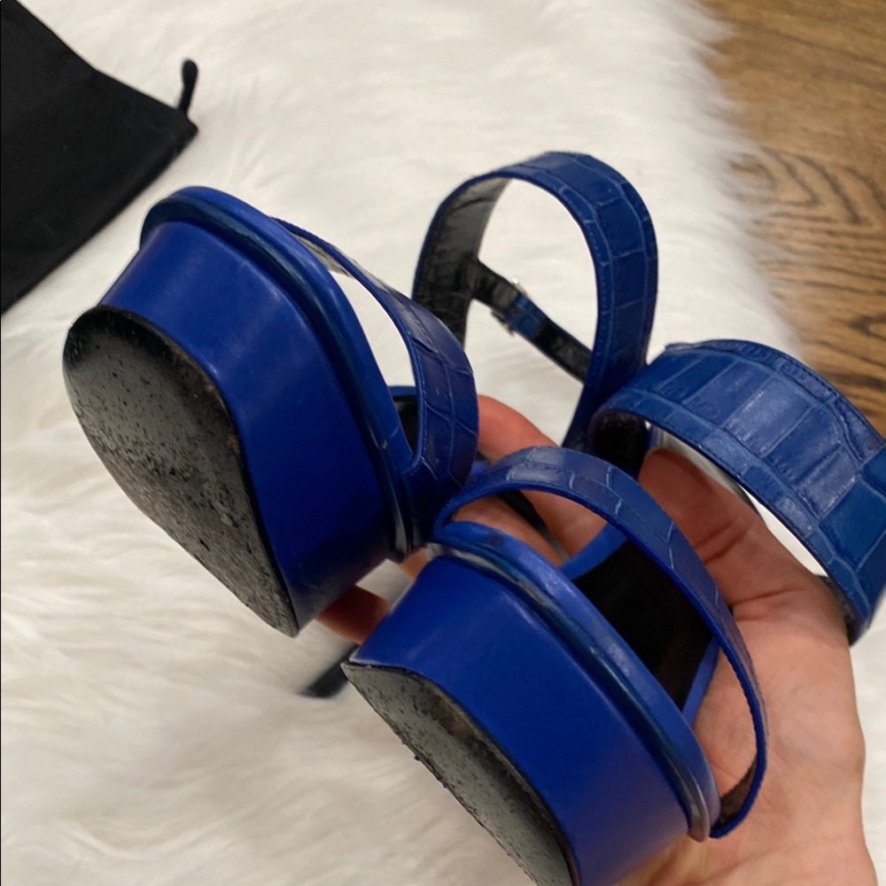 Saint Laurent Croc-Embossed Women's Blue Sandals Almost New! - Picture 3 of 8